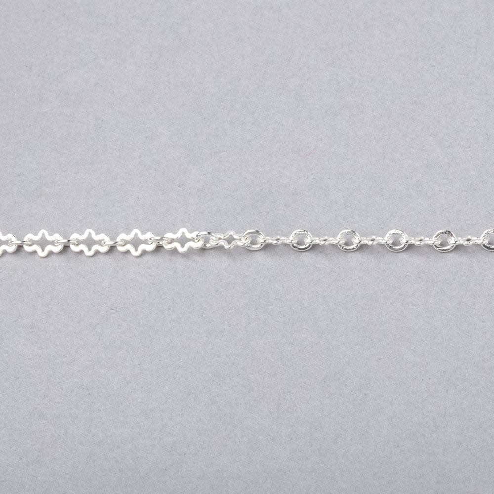 3 Feet - 3mm Silver plated Fancy Cross Link Chain - Beadsofcambay.com