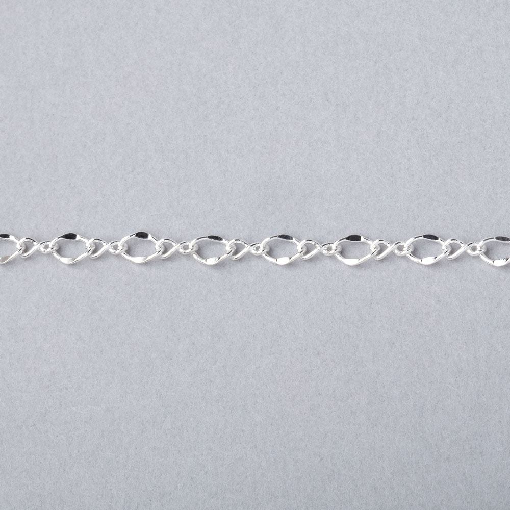 3 Feet - 3mm Silver plated Oval and Twist Link Chain - Beadsofcambay.com