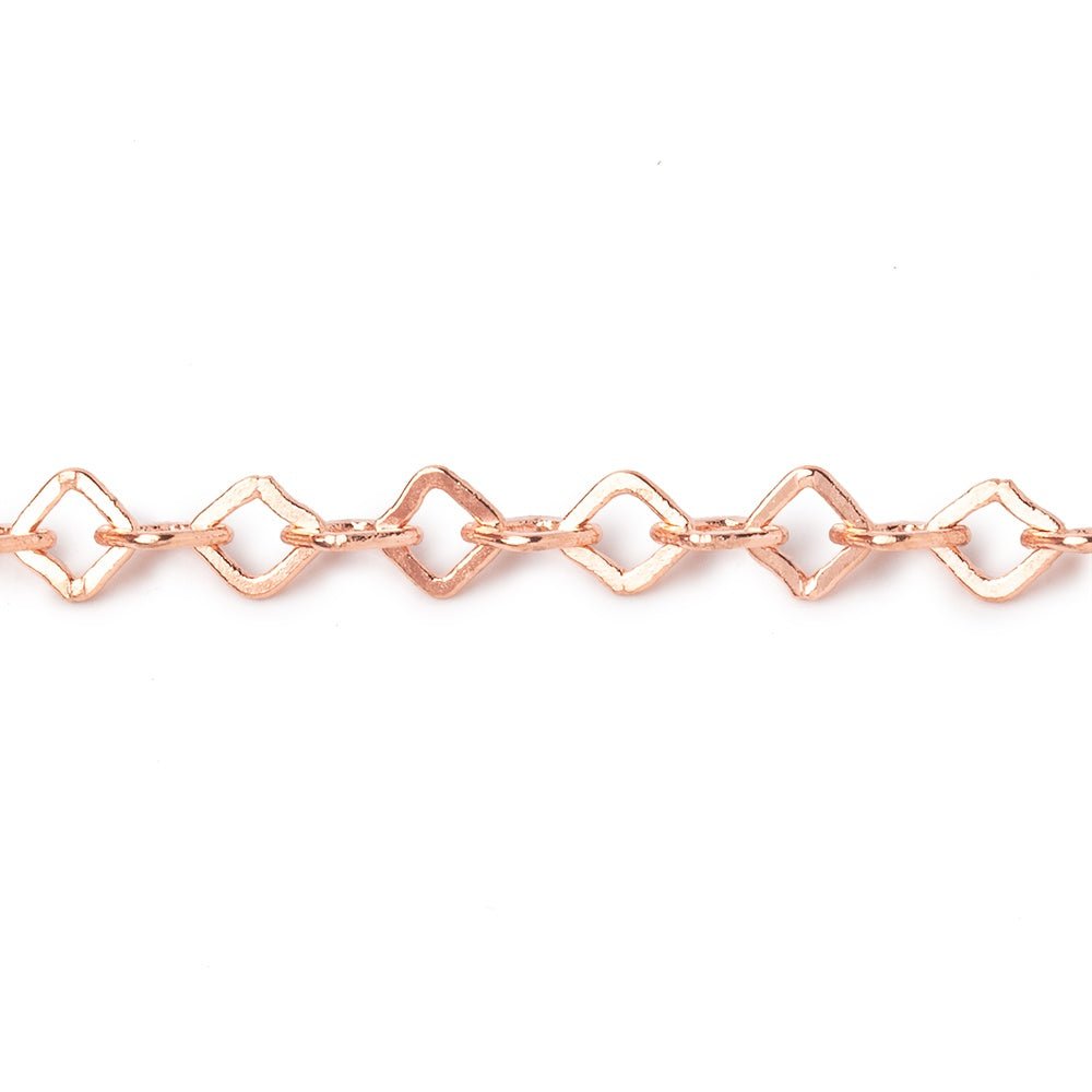 3 Feet - 4mm Rose Gold plated Flat Square Link Chain - Beadsofcambay.com