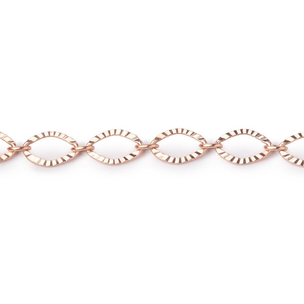 3 Feet - 5mm Rose Gold plated Corrugated Oval Link Chain - Beadsofcambay.com