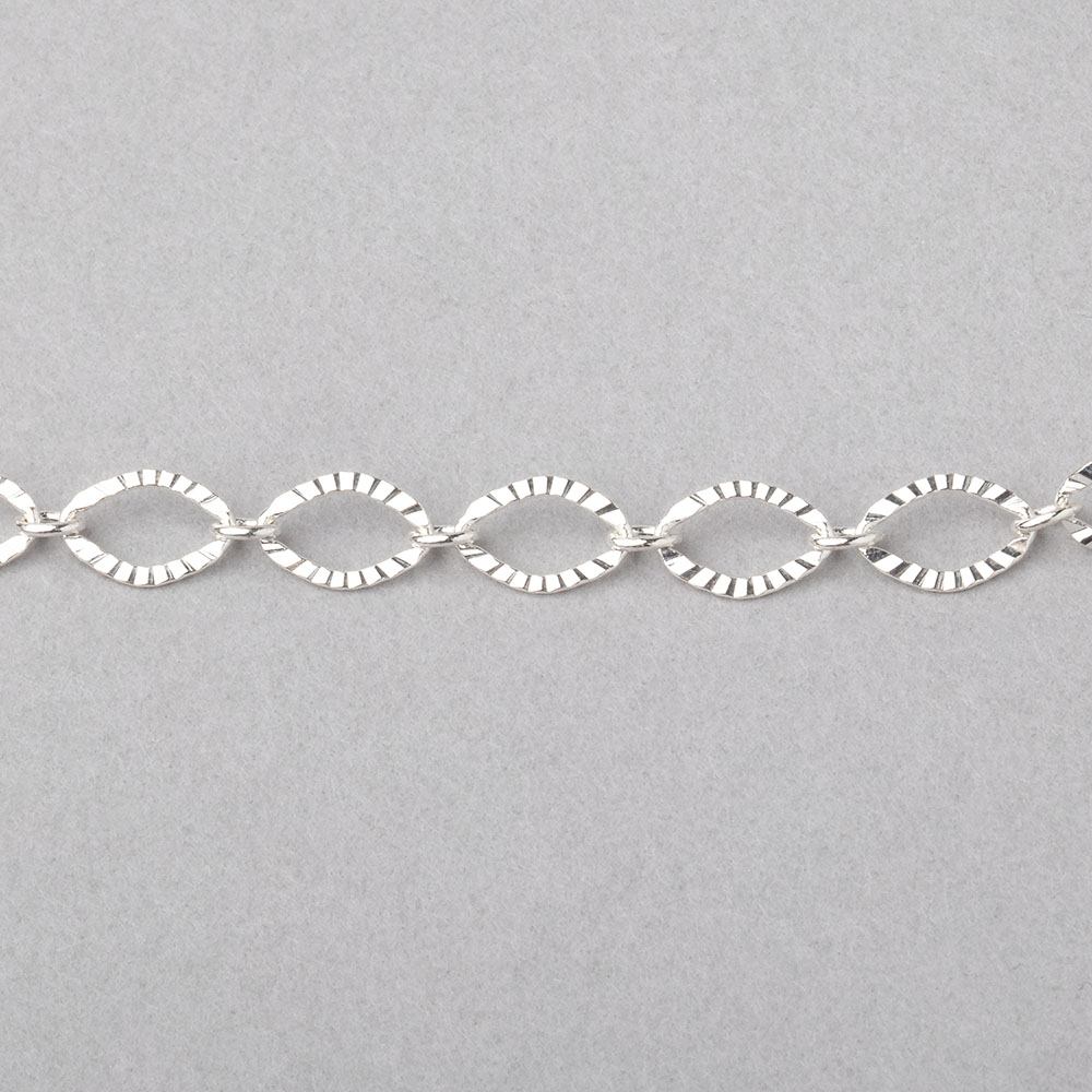 3 Feet - 5mm Silver plated Corrugated Oval Link Chain - Beadsofcambay.com