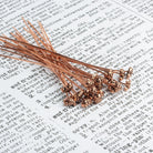 3 inch Copper Flower Headpin 22 gauge 22 pieces per bag - Beadsofcambay.com