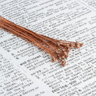 3 inch length Copper Headpin 26 gauge, Fluted Ball Head 3mm diameter, 22 pieces per bag - Beadsofcambay.com