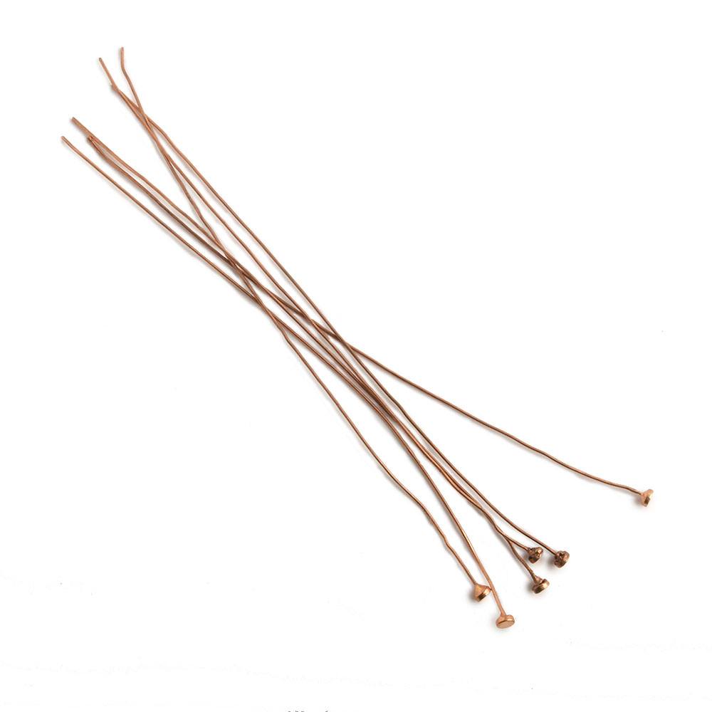 3 inch Length Copper Headpin with flat circular head, 28 Gauge 22 pcs per bag view 1