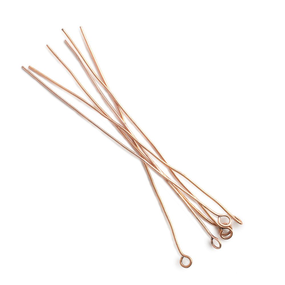 3" length Copper Eyepin 22 Guage 22 pcs per bag - Beadsofcambay.com