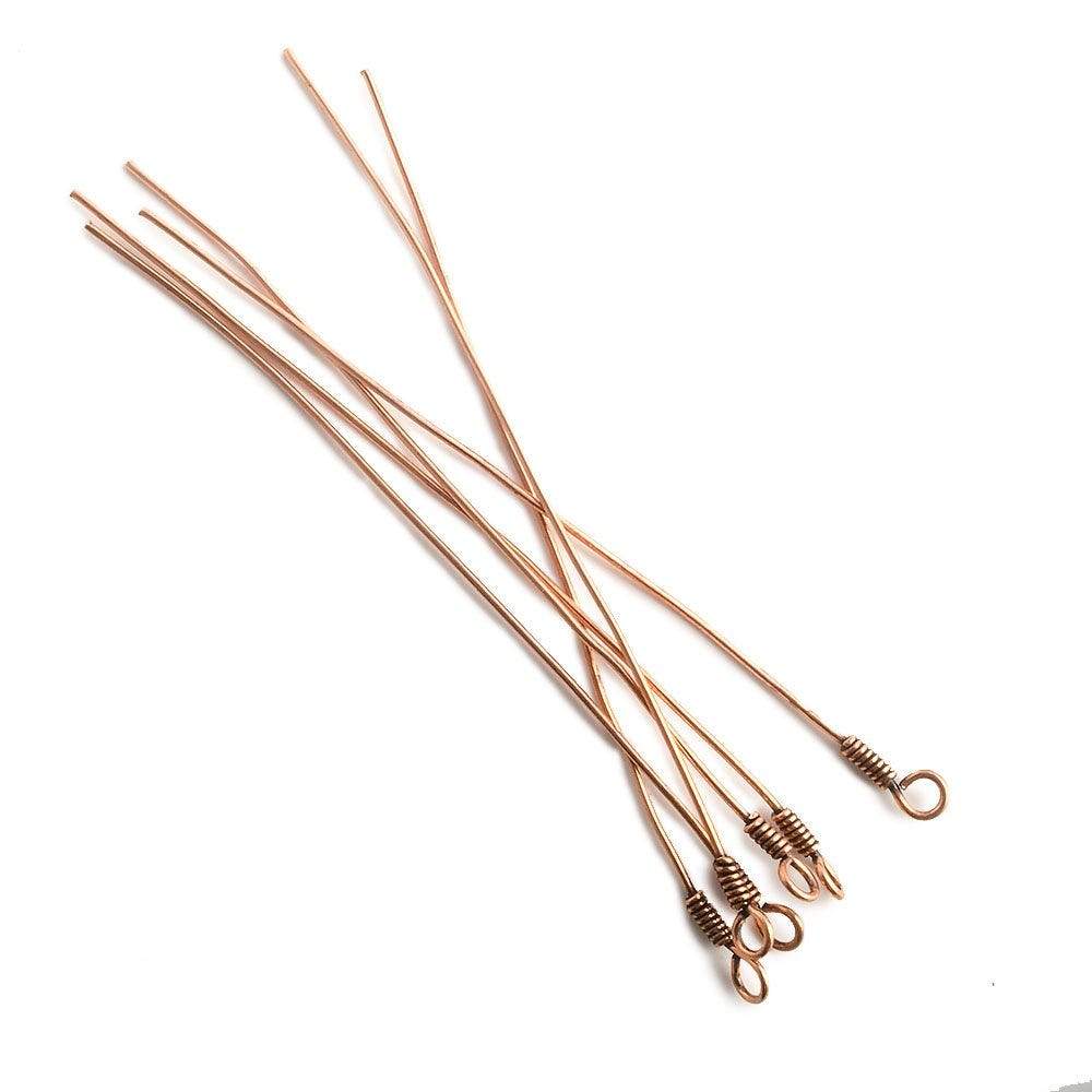 3" length Copper Eyepin Wrapped Wire 22 Guage 22 pcs per bag
