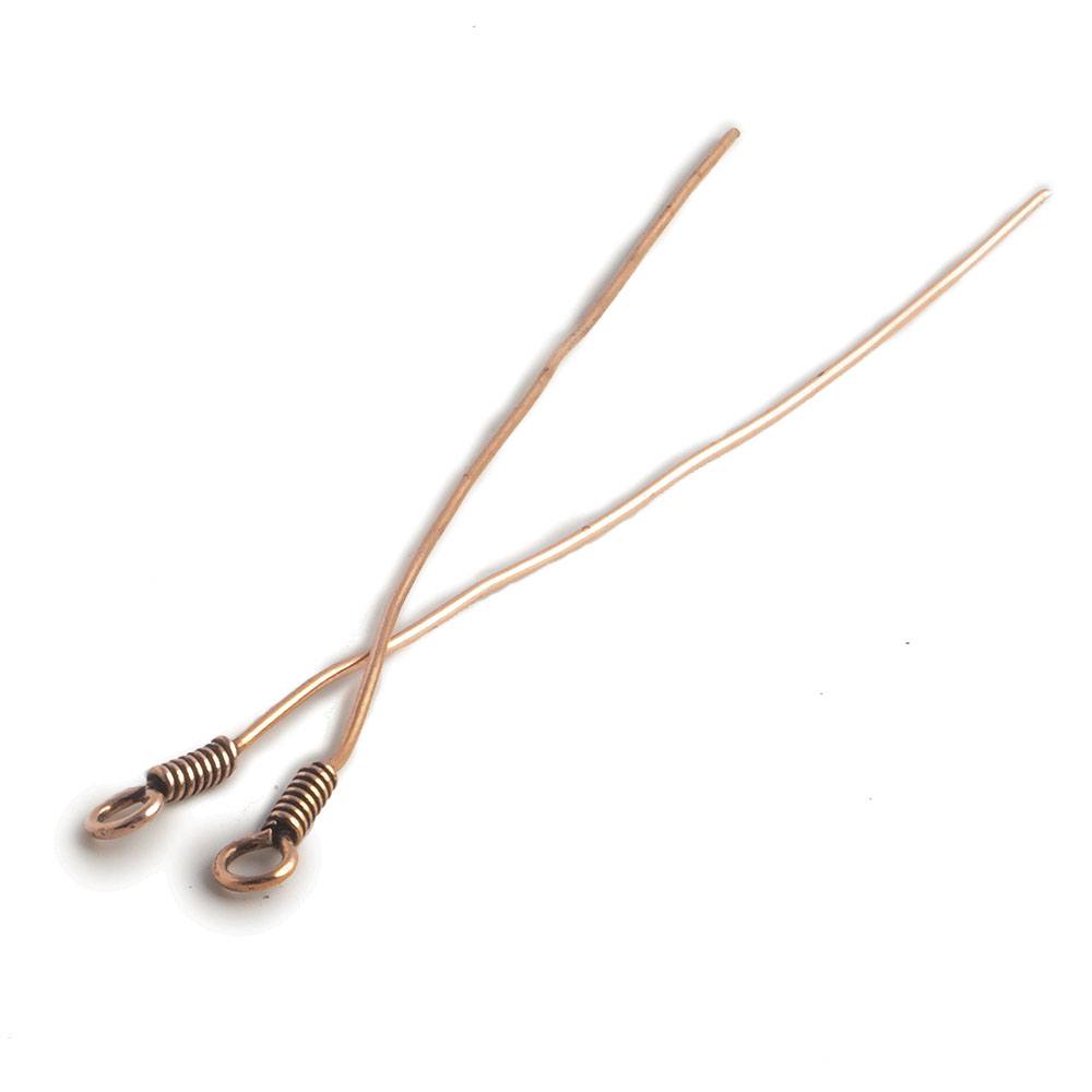 3" length Copper Eyepin Wrapped Wire 22 Guage 22 pcs per bag - Beadsofcambay.com