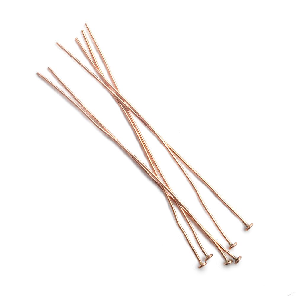 3" length Copper Headpin Round 22 Guage 22 pcs per bag - Beadsofcambay.com