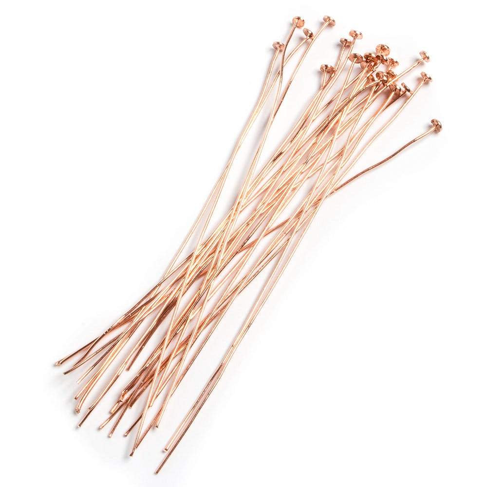 3" length Copper Headpin with flat circular head, 24 Gauge 22 pcs per bag - Beadsofcambay.com