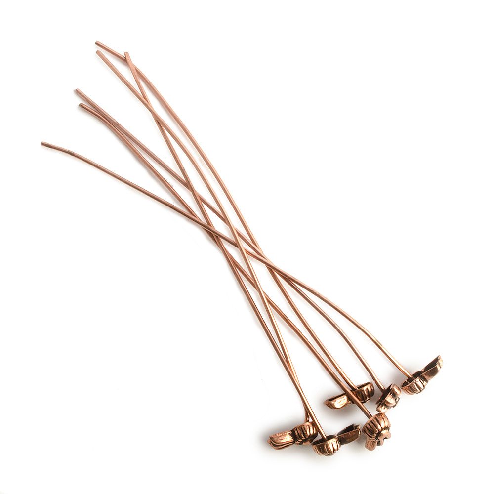 3" length Copper Ribbon Design Headpin, 22 Guage 22 pieces - Beadsofcambay.com