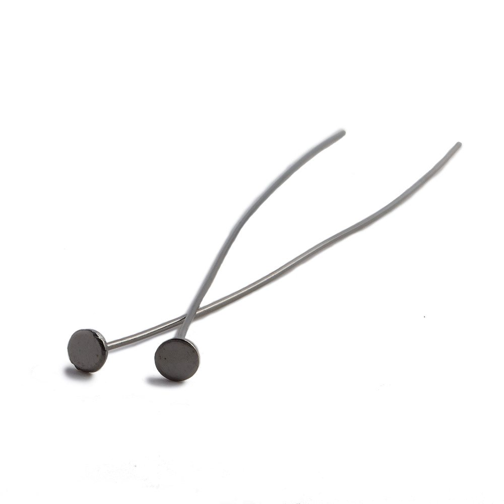 3" length Disc Headpin Black Gold plated .925 Silver, 24 Gauge Wire, 10 pieces per Bag - Beadsofcambay.com