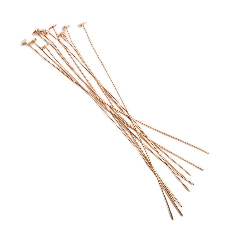 3" length Rose Gold Disc Headpin 26 Gauge Wire 10 pieces per Bag - Beadsofcambay.com