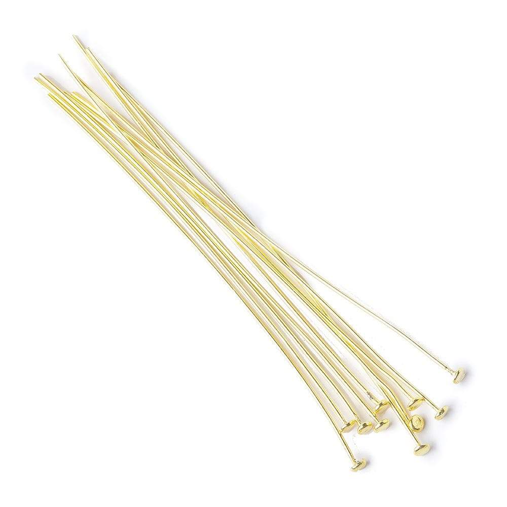 3" length Vermeil Disc Headpin, 22 Gauge Wire, 10 pieces per Bag - Beadsofcambay.com