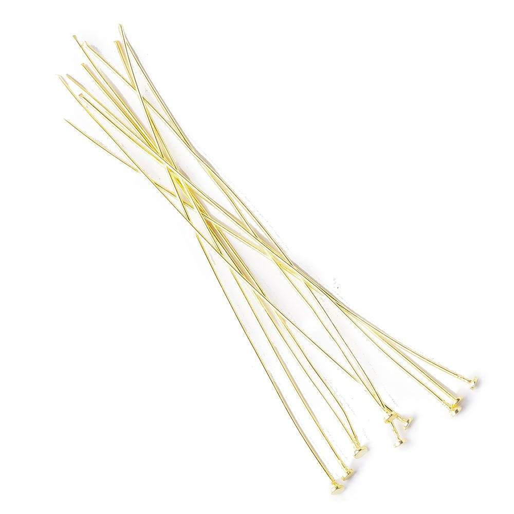 3" length Vermeil Disc Headpin, 24 Gauge Wire, 10 pieces per Bag - Beadsofcambay.com