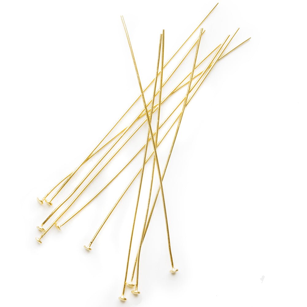 3" length Vermeil Disc Headpin, 26 Gauge Wire, 10 pieces per Bag - Beadsofcambay.com