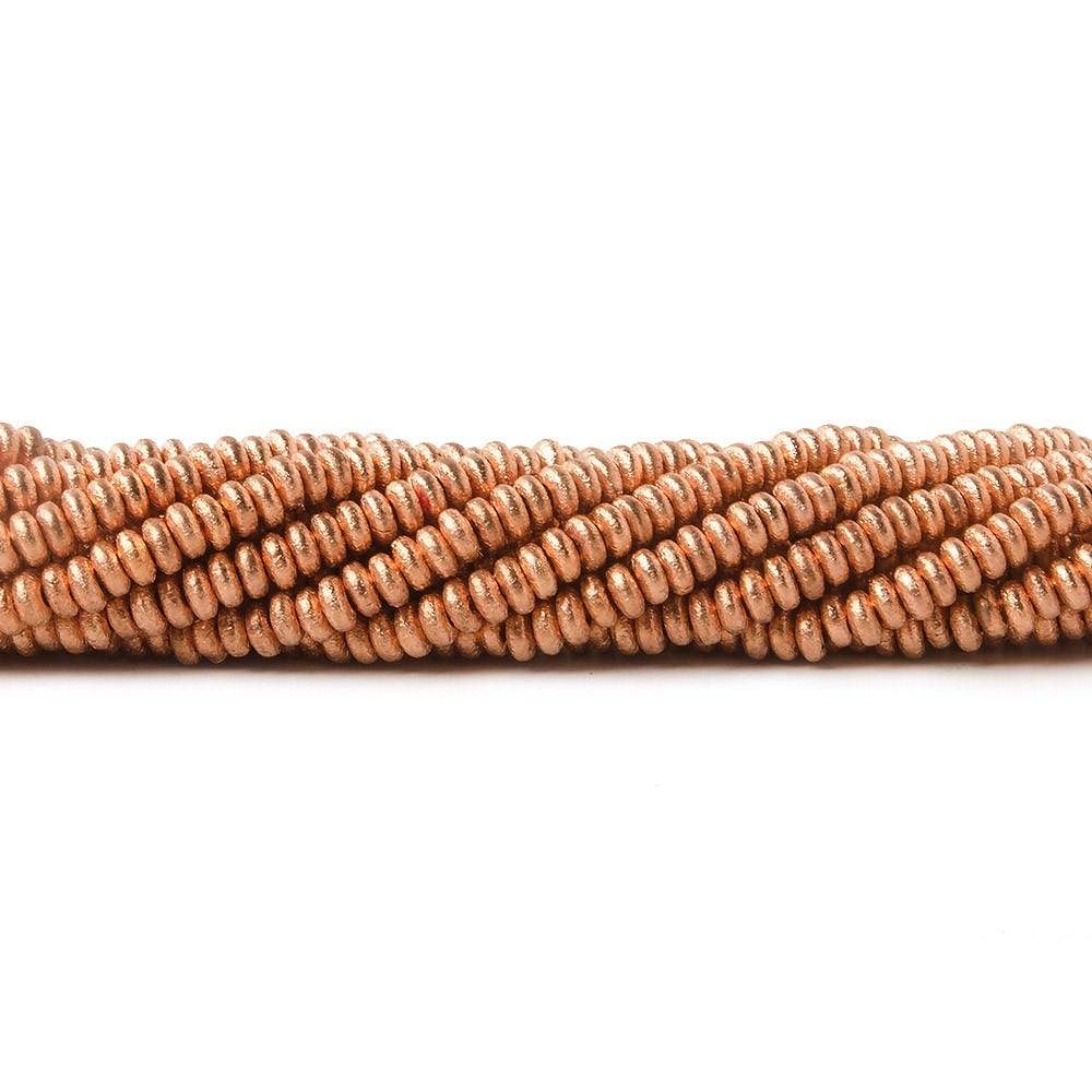 3 mm Copper Brushed Disc Beads 144 beads 8 inch - Beadsofcambay.com