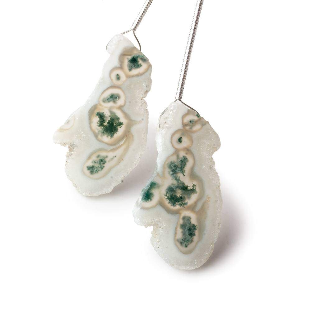 30-33mm Peacock Solar Quartz Plain Slice Beads Set of 2 - Beadsofcambay.com