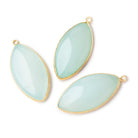 30.5x16mm Vermeil Bezel Seafoam Chalcedony Plain Marquise Pendant 1 piece - Beadsofcambay.com