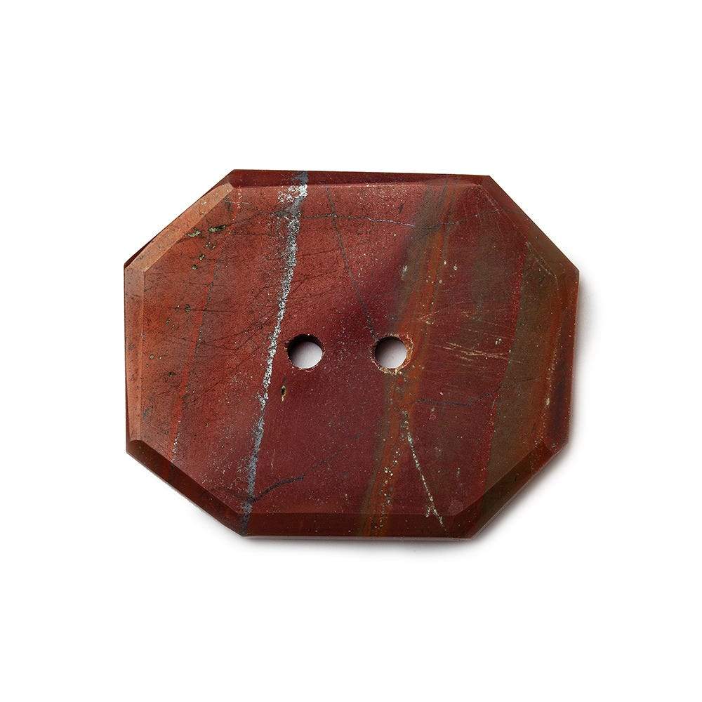 30.5x25mm Red Jasper Rectangle 2.5mm hole button 1 piece - Beadsofcambay.com