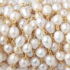 6x5-8x6mm White Petite Ultra Baroque Pearls on Vermeil Chain - BeadsofCambay.com