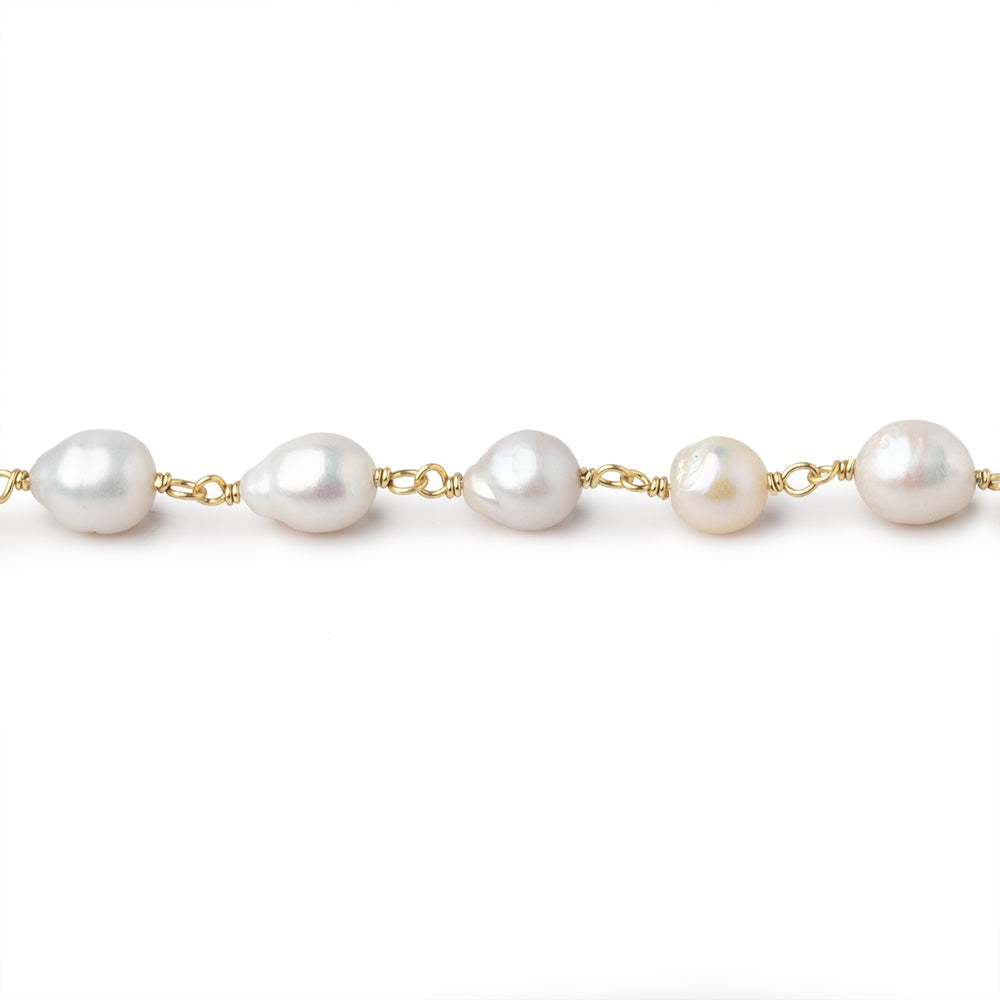6x5-8x6mm White Petite Ultra Baroque Pearls on Vermeil Chain - BeadsofCambay.com