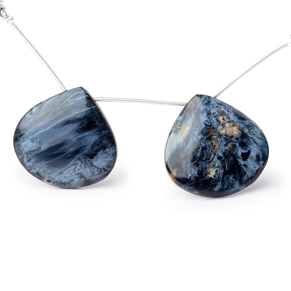 30mm Pietersite Plain Heart Focal Beads Set of 2 - Beadsofcambay.com