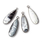 30x11mm Black Gold Bezel Dendritic Opal Plain Pear Pendant 1 Piece - Beadsofcambay.com