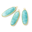 30x11mm Vermeil Bezel Amazonite Plain Oval Pendant 1 Focal Bead - Beadsofcambay.com