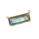 30x11mm Vermeil Bezeled Labradorite Rectangle East West Pendant 1 piece - Beadsofcambay.com