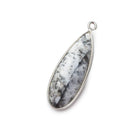 30x12mm .925 Silver Bezeled Dendritic Opal faceted Pear Focal Pendant 1 piece - Beadsofcambay.com