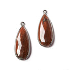 30x12mm Oxidized Silver Bezeled Red Jasper Pear Pendant Matching Set of 2 - Beadsofcambay.com