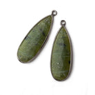 30x12mm Oxidized Silver Bezeled Serpentine Pear Pendant Set of 2 - Beadsofcambay.com