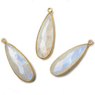 30x12mm Vermeil Bezel Rainbow Moonstone faceted pear Pendant 1 piece - Beadsofcambay.com