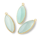 30x12mm Vermeil Bezel Seafoam Chalcedony Plain Marquise Pendant 1 piece - Beadsofcambay.com