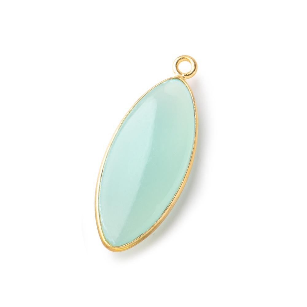 30x12mm Vermeil Bezel Seafoam Chalcedony Plain Marquise Pendant 1 piece - Beadsofcambay.com