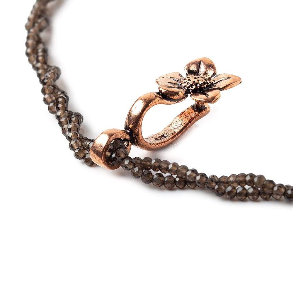 30x13mm Copper Forget Me Not Flower Pinch Bail Set of 2 - Beadsofcambay.com