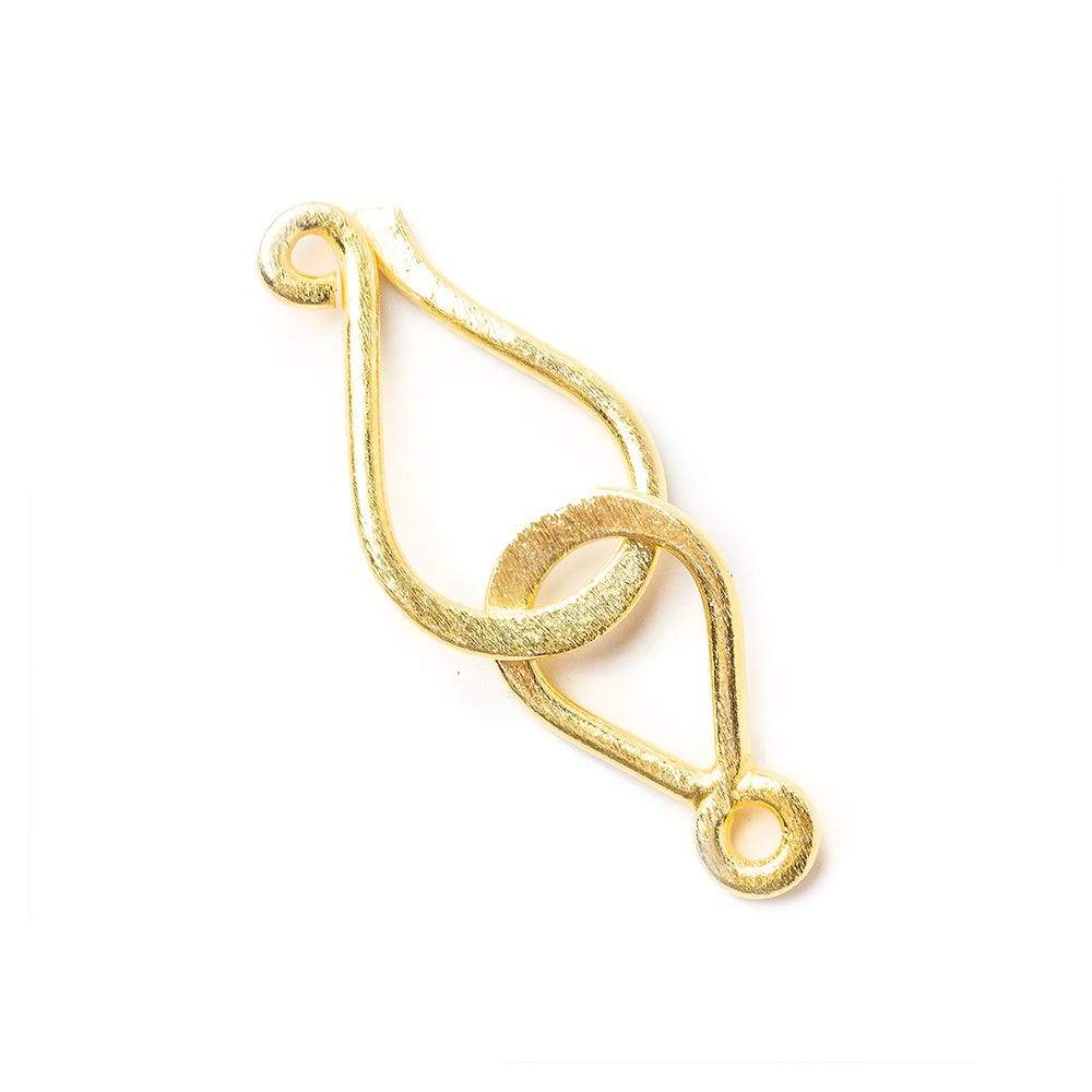 30x13mm Vermeil Hook and Eye Clasp 1 piece Brushed - Beadsofcambay.com
