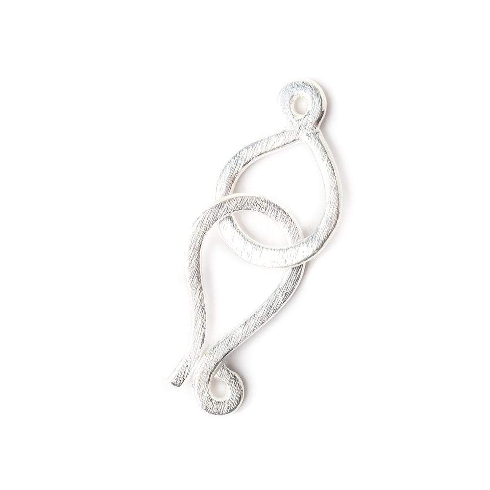 30x14mm Sterling Silver Hook and Eye Clasp 1 piece Brushed - Beadsofcambay.com