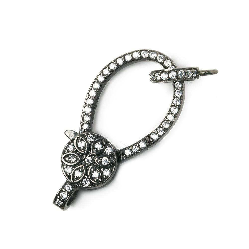 30x15mm Black Gold .925 Silver Pave CZ Lobster Clasp with CZ Ring 1 piece - Beadsofcambay.com