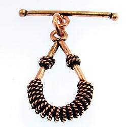 30x15mm Copper Toggle Twisted Wire Wrapped Pear Set of 2 - Beadsofcambay.com