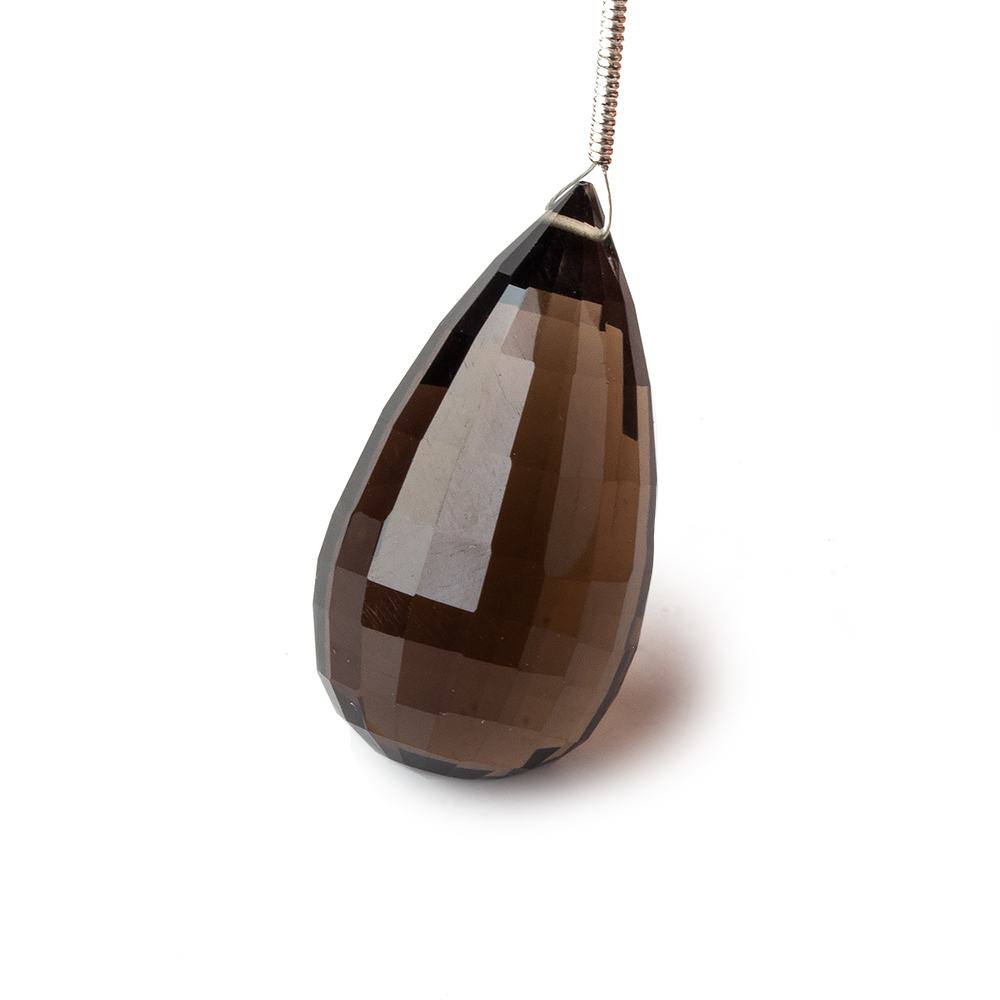 30x16mm Smoky Quartz Checkerboard Faceted Tear Drop Focal Bead 1 piece AAA - Beadsofcambay.com