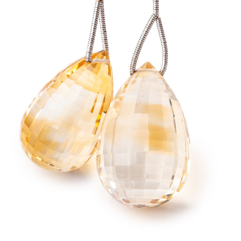 30x17-30.5x19.5mm Citrine Faceted Tear Drop Focal Beads Set of 2 pieces - Beadsofcambay.com