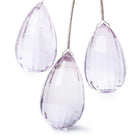 30x18mm, 30x18mm, 33x19mm Pink Amethyst Faceted Tear Drop Set of 3 focal beads - Beadsofcambay.com