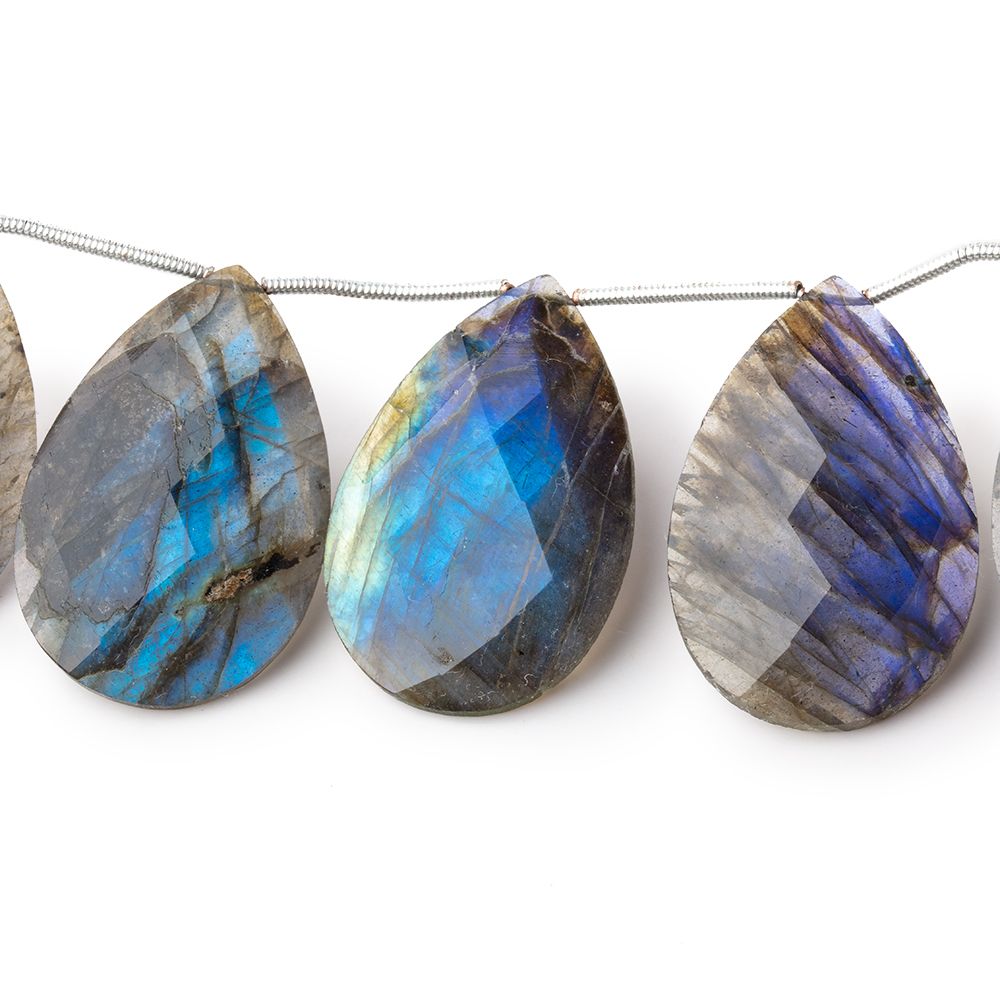30x20mm Labradorite Faceted Pear Beads 4 inch 5 pieces AA - Beadsofcambay.com