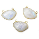 30x20mm Vermeil Bezel Rainbow Moonstone Faceted Half Moon East West Connector 1 piece - Beadsofcambay.com