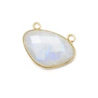 30x20mm Vermeil Bezel Rainbow Moonstone Faceted Half Moon East West Connector 1 piece - Beadsofcambay.com