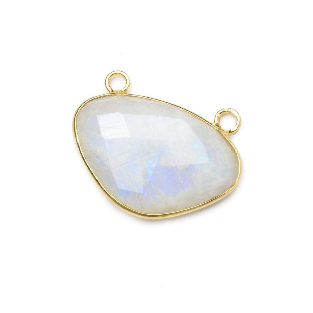 30x20mm Vermeil Bezel Rainbow Moonstone Faceted Half Moon East West Connector 1 piece - Beadsofcambay.com