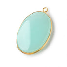 30x21mm Vermeil Bezel Seafoam Chalcedony Plain Oval Pendant 1 piece - Beadsofcambay.com
