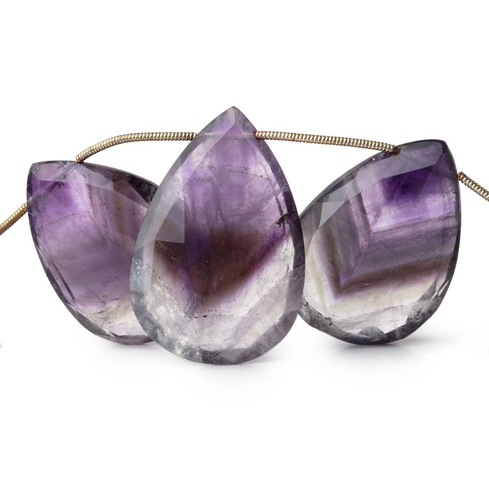 30x22-34x23mm Houndstooth Cape Amethyst Faceted Pear Beads 8 inch 8 pieces - Beadsofcambay.com