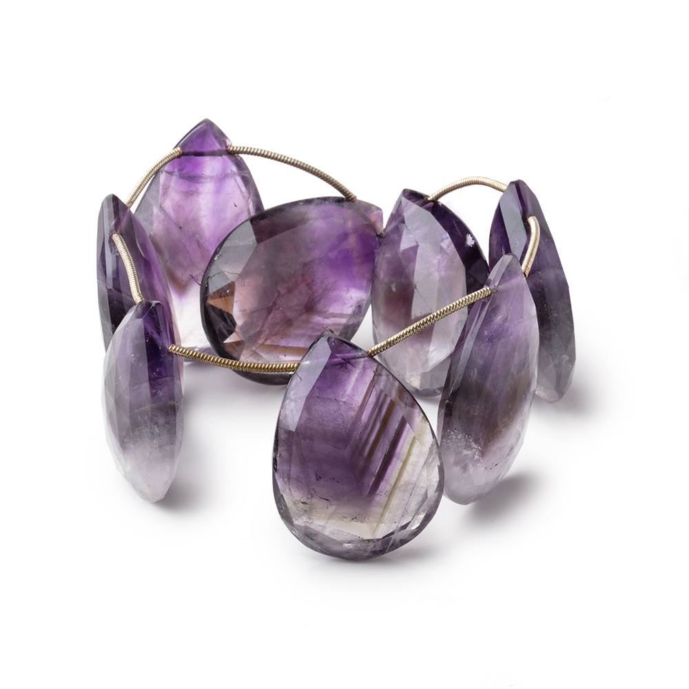 30x22-34x23mm Houndstooth Cape Amethyst Faceted Pear Beads 8 inch 8 pieces - Beadsofcambay.com